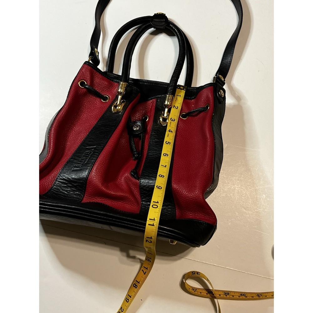 Valentina Carrano Red / Black Leather Bucket Bag Crossbody Purse - Picture 9 of 9